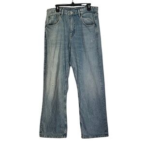Zara Blue Straight-Leg Jeans with Vintage Wash